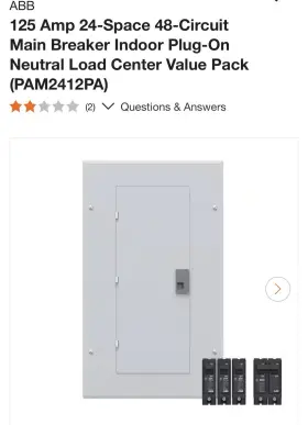 Abb Pam2412pa 125a 24-space 48-circuit Main Breaker Plug-on Neutral Indoor Panel