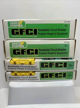 4215-6gfci Alert Shock Stopper - Lot Of 4 2 Quad Boxes With 6 Foot Cord Gfci Protected