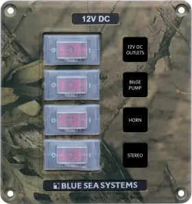 4323-bss Blue Sea Systems 4323 - Panel Switch H2o Cb 4pos Camo 1ea
