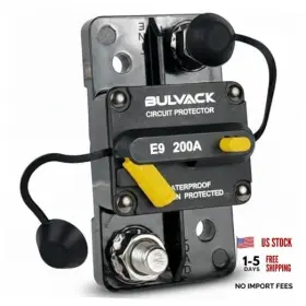 Bulvack E9-200a E9 3/8 Inch Studs 200 Amp Circuit Breaker With Manual Reset 12v - 48v Dc 200a