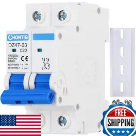 B0f8p9h7m2 Chontig 20a 2-pole 120/240v Miniature Circuit Breaker Thermal Magnetic Trip