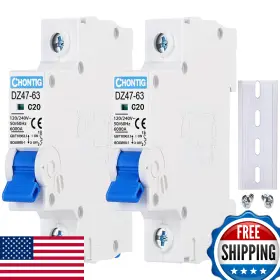 B0f8pddp21 Chontig Mcb C20 20a 1 Pole Circuit Breaker 2-pack With Din Rail Mount
