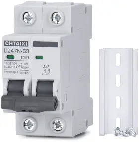 47n63-2pc Chtaixi Ac Miniature Circuit Breaker 50 Amp 120v/240v 2 Pole Din Rail Grey