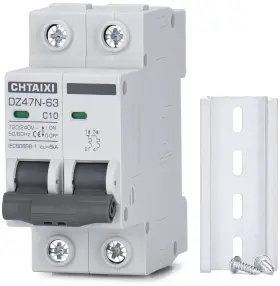 Chtaixi B09tvscc2n Ac Miniature Circuit Breaker 10 Amp 120v/240v 2 Pole Din Rail Mount Cir