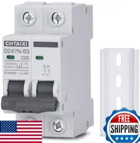 B09tvsw2sw Chtaixi Ac Miniature Circuit Breaker 20a 120v/240v 2-pole Din Rail