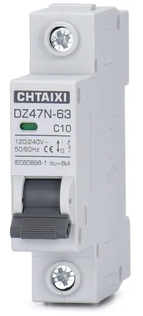 Chtaixi B09wf32jsb 10a Miniature Circuit Breaker 120v/240v 1 Pole Din Rail Mount Thermal Ma