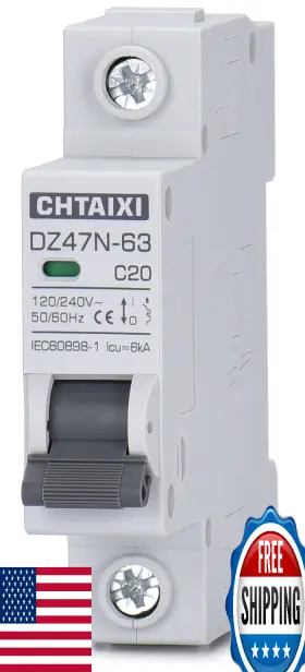 B09wf4692d Chtaixi Ac Miniature Circuit Breaker 20a Din Rail 120v/240v 1 Pole Thermal