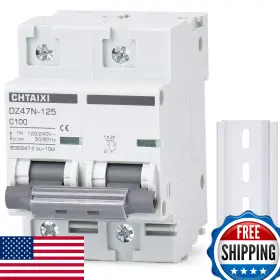 B09ys3qw2y Chtaixi Ac Miniature Circuit Breaker 100a 2p 120v/240v Din Rail Thermal