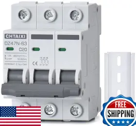B0bwxv1trs Chtaixi 3 Pole Din Rail Mount Circuit Breaker 20a 480v Ac Thermal Magnetic