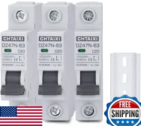 B0byxnjrxx Chtaixi 3 Pack 1p Mini Circuit Breaker 20a 120v/240v Ac Din Rail Mount