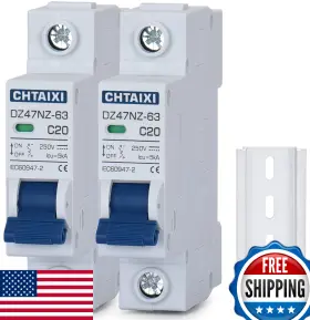 B0fp4qnkwh Chtaixi Dc Miniature Circuit Breaker 20a 2-pack Single Pole 250v Din Rail Solar