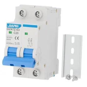 Dc500v2p-20a Cnjiapei Dc Miniature Circuit Breaker 500v 2 Pole 20 Amp Isolator For Solar Pv 20a