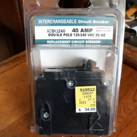 Connecticut Electric Icbq240 Nos Interchangeable Brand Circuit Breaker 40a Double Pole 120/240 Vac