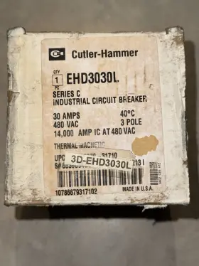 Ehd3030l Cutler-hammer 30 Amp Circuit Breaker 480 Vac 250 Vdc 3 Pole