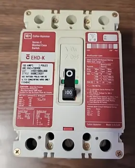 Ehd3100kld08 Cutler-hammer Series C Molded Case Switch 3 Pole 100 Amp 480v