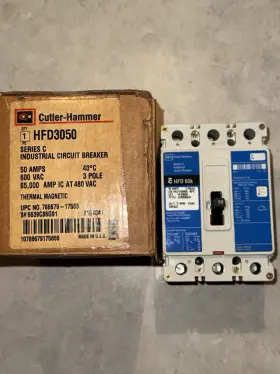 Hfd3050 Cutler Hammer 50 Amp Circuit Breaker 3 Pole 600 Vac