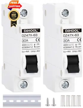 Dz47x-2x1p-30a Dihool Ac/dc Miniature Circuit Breakers 2 Pack Single Pole 30 Amp White