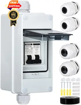 Dihool Ht3-dz47x-60a Solar Panel Disconnect Switch With Ip65 Din Box 60 Amp Dual White