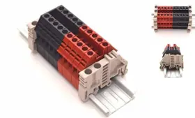 Cecominod034755 Dinkle Assembly Dk4n Red/black 10 Gang Din Rail Terminal Blocks 10-22 Awg 30