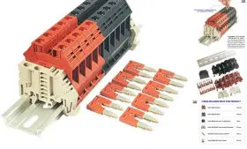 Dk10n Dinkle Assembly Kit Red/black 10 Gang With Jumpers Din Rail Terminal