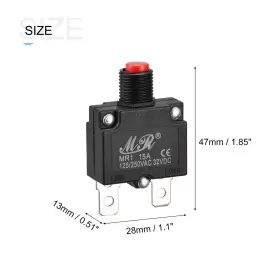 Ac125 Duefixing 641832509028 5pcs 15a Ac125/250v Overload Protector Push Button Thermal Circuit Breaker #2