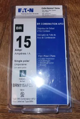 Brn115afcs Eaton Cutler-hammer 15-amp 1-pole Pigtail Afci Circuit Breaker New
