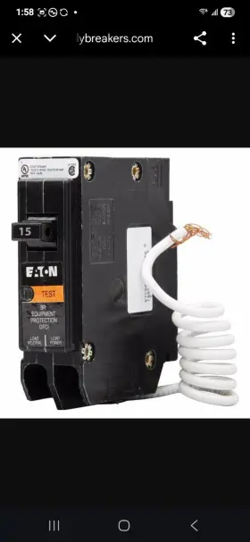 Brn115ep Eaton 15a/20a Plug-in Circuit Breaker Gfci Afci Surge Protection 120v/240v