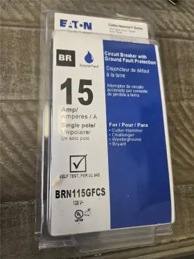 Eaton Brn115gfcs Circuit Breaker 15 Amp Single Pole Self Test Cutler Hammer