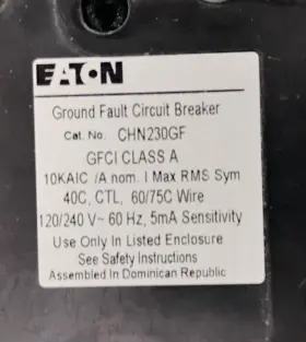 Chn230gf Eaton Circuit Breaker Gfci 30 Amp 120/240 Volt 2-pole New In Box #2
