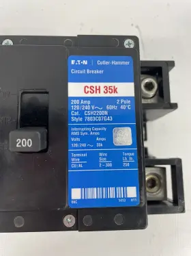 Csh2200n Eaton Cutler Hammer Csh 2 Pole 200 Amp 240v Main Circuit Breaker 200a #2