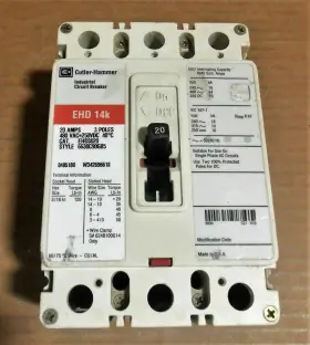 Ehd3020 Eaton Cutler Hammer Westinghouse Ehd 20 Amp 480v Circuit Breaker R/s