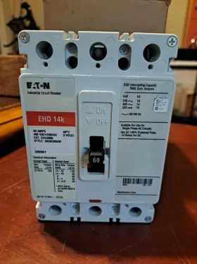 Ehd3060 Eaton New 60 Amp Circuit Breaker 480 Vac 250vdc 3 Pole Ehd 14k