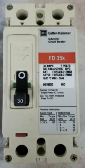 Fd2030ld12m03 Eaton Cutler Hammer Fd 30 Amp 600 V Circuit Breaker