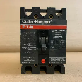Fs340100a Eaton Fs 3 Pole 100 Amp 480v Circuit Breaker