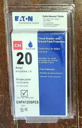 Ghfn120gfcs Eaton 20a Circuit Breaker With Ground Fault Protection -type Ch- #ghfn120gfcs