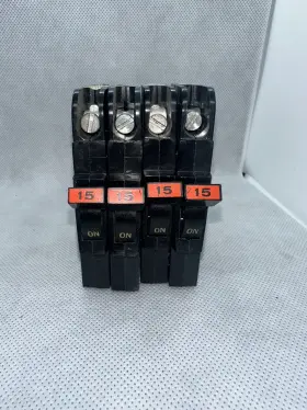115nc Federal Pacific Lot Of 4 - 15 Amp Stab Lok 15a 1p 1/2 Inch Thin Stab-lok Breakers