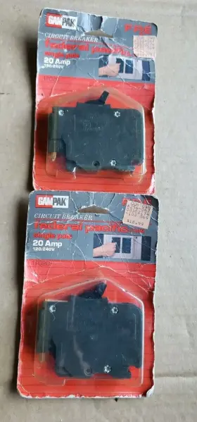 1fo20 Gampak Lot Of 2 Federal Pacific 20 Amp Breaker Thin 1-pole Type Nc 120 Volt New