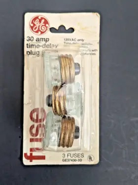 Ge 043180022127 30 Amp Time-delay Plug Fuses 3 - New In Opened Package