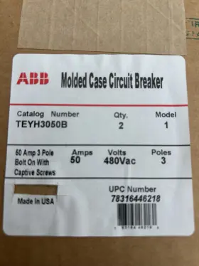 Teyh3050b Ge New Teyh 3 Pole 50 Amp 480/277v Circuit Breaker Lot Of 2