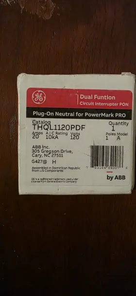 Ge Thql1120pdf 20a Dual Function Circuit Breaker Plug-on Neutral 120v