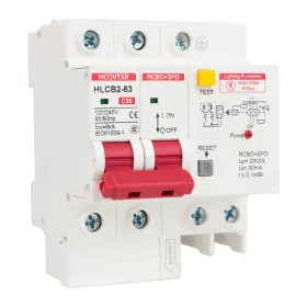 Hcovtxr Hlcb-63-50a 120v-240v Circuit Breaker With Leakage Protection 50 Amp Rcbo White