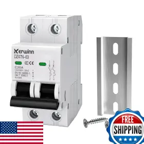 B0bysdzbcw Kerwinn 2 Pole 20a Miniature Circuit Breaker Mcb 120v/240v Ac Din Rail