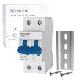Kwb8z-63-h-2p Kerwinn Miniature Circuit Breaker 1000v Dc 2 Pole 63amp White