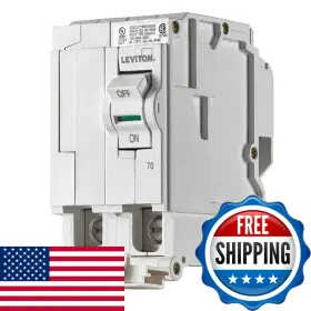 Leviton B07mcvqjp6 70a 2-pole Plug-on Standard Branch Circuit Breaker Hydraulic Magnetic