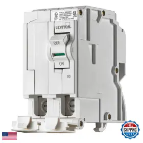 Leviton B07mk3qj19 90a 2-pole Plug-on Standard Branch Circuit Breaker Hydraulic Magnetic