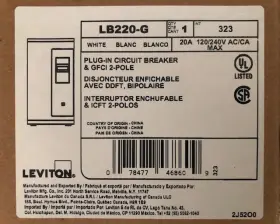 Lb-220-g Leviton Lb220-g Circuit Breaker Gfci 2-pole 50 Amp 120v/240v New In Box
