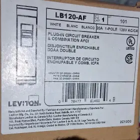 Lb120-af Leviton Plug-on Neutral Combination Afci 20a 120v 1-pole White