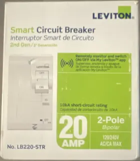 Leviton Lb220-str Smart 20a 2-pole 120/240v Ac Plug-in/on Circuit Breaker