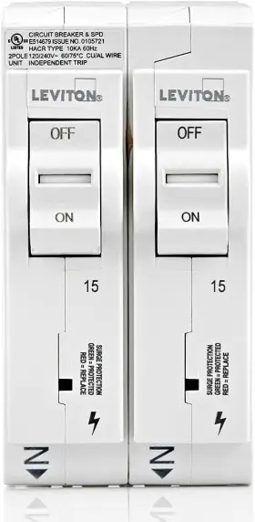 Lspd1 Leviton Surge Protective Device Two 15a 1-pole Plug-on Standard Branch