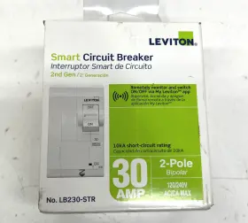 R25-lb230-str Leviton 2nd Gen 2pole 30a Smart Circuit Breaker 120/240v Thermal Magnetic